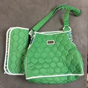 Cinda B Green Quilted Tote Diaper Bag Purse Verde Bonita Baby Changing Pad